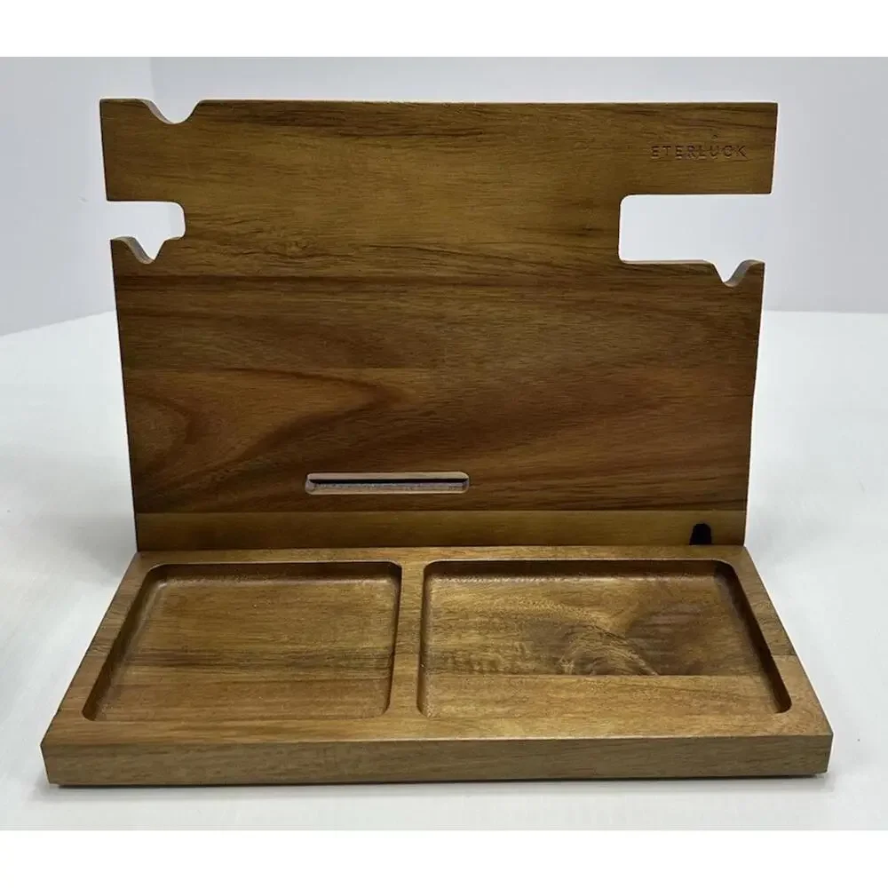Wood Phone Docking Station Ash Key‎ Holder Wallet Stand Watch Organizer Men
